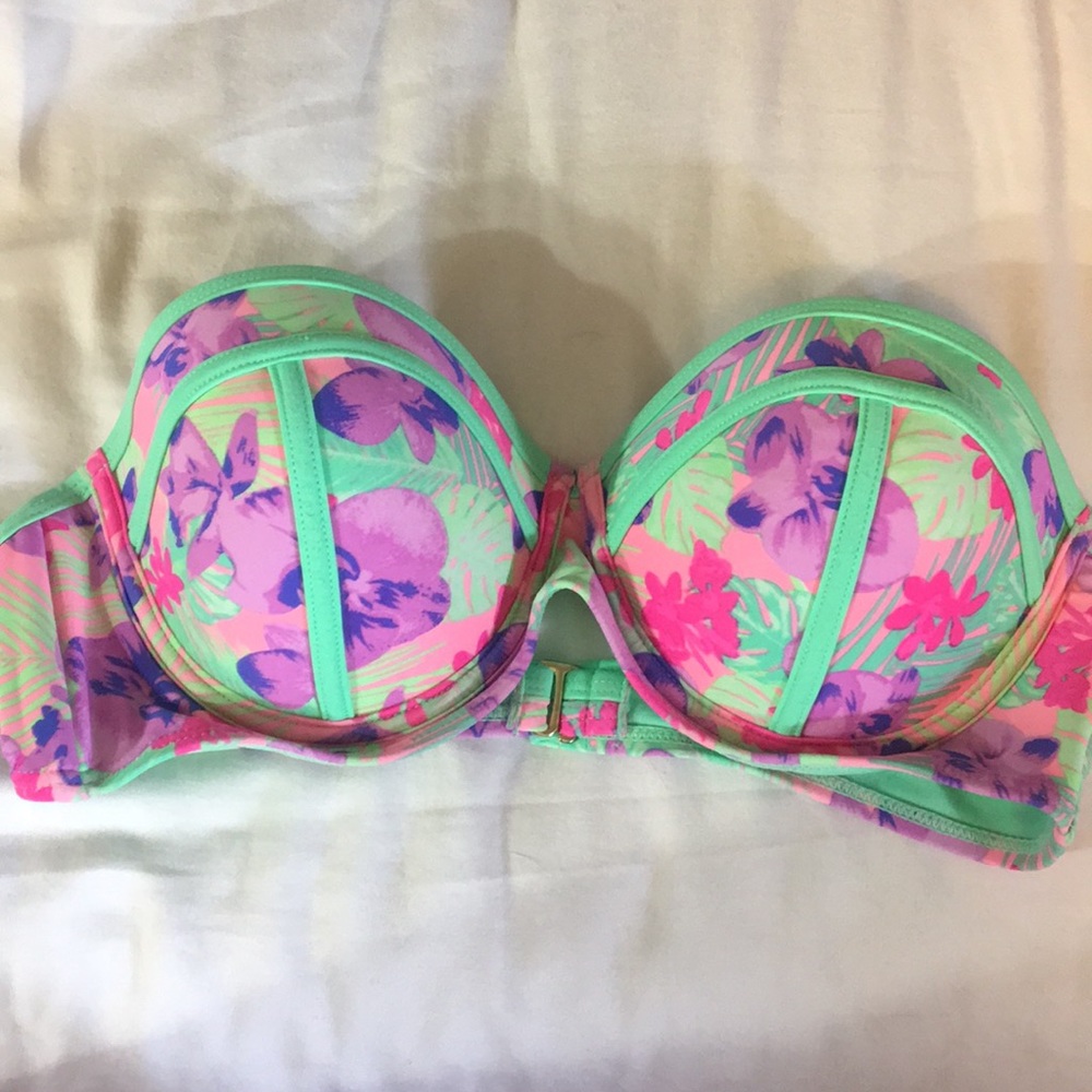 Strapless bright bathing suit top